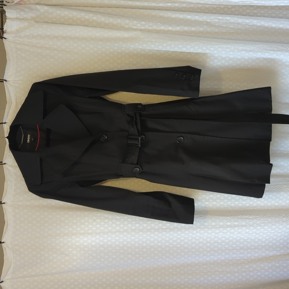 DKNYC Black Trench Coat with Belt